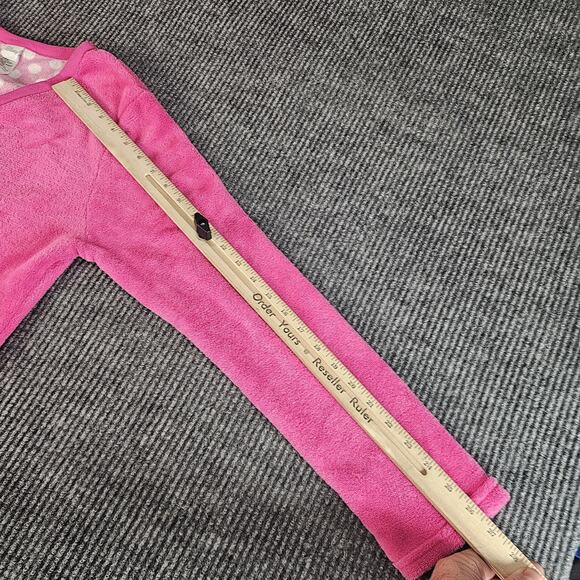 Disney Minnie Mouse Shirt Girls LARGE Pink Fleece Sleepwear Long Sleeve Graphic - Picture 7 of 13